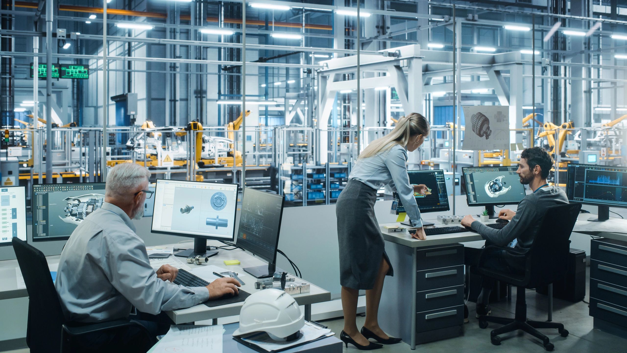 Operations leaders reviewing manufacturing performance data
