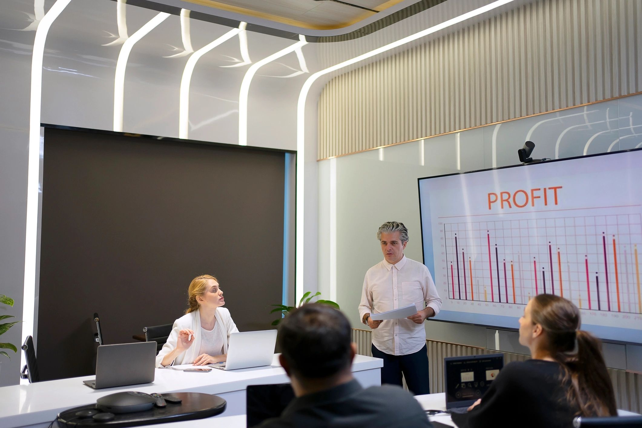 Business team collaborating in a meeting room