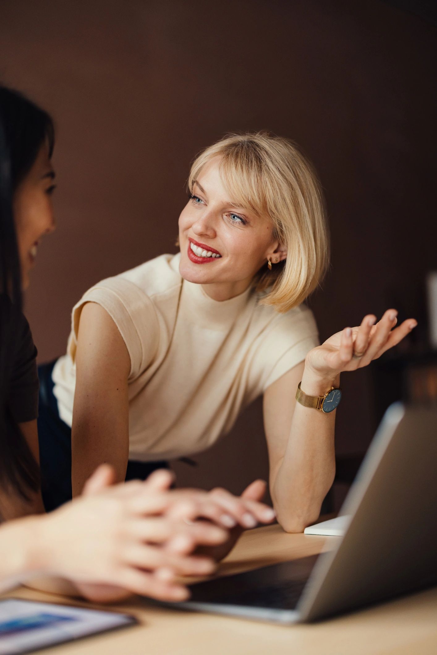 Business coach collaborating with a client